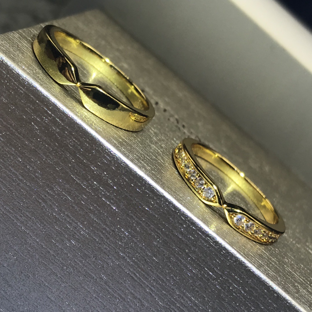 欧美plume戒指双尖戒指光面满钻925银镀18k玫瑰金满天星情侣对戒