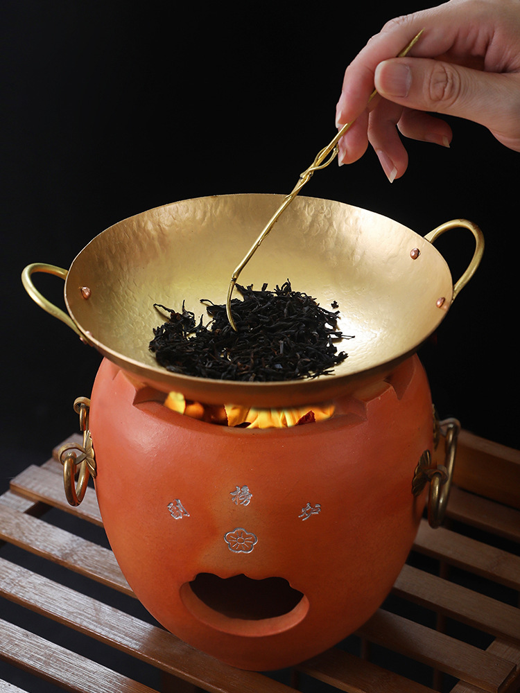 手工打造纯铜焙茶器中式功夫茶烤茶炉茶叶提香器普洱醒茶烘茶铜鼎
