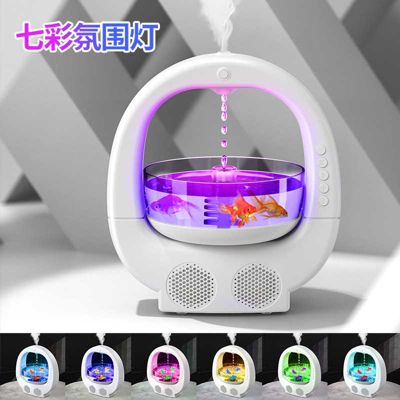 2024 New Anti-Gravity Humidifier Household Desktop Colorful Lantern Cross-Border Electrical Appliance Bluetooth Speaker Fish Tank