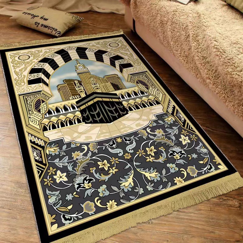 cross-border hot selling simple ethnic style floor mat arab worship diamondmax velvet printed carpet prayer mat wholesale