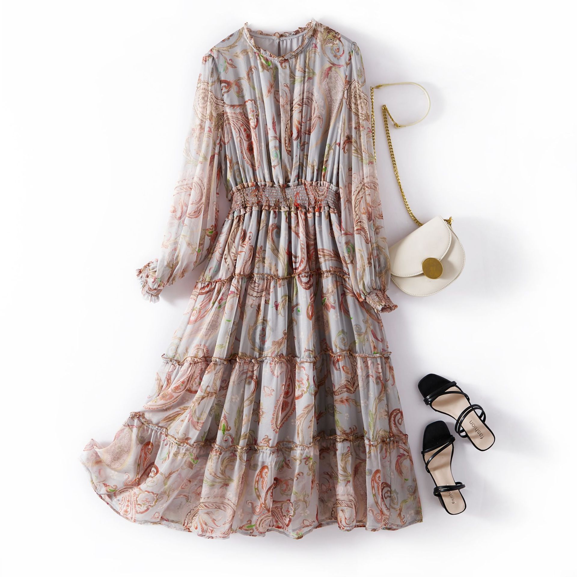 女装真丝连衣裙波西米亚碎花沙滩长裙厂家一件代发28016-阿里巴巴