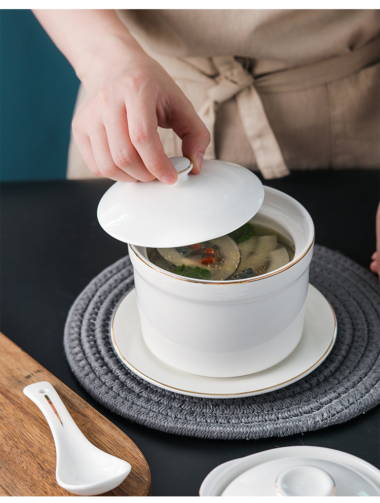 陶瓷炖盅小带盖金边酒店燕窝盅鲍翅碗辽参海参盅蒸蛋碗蒸蛋盅批发