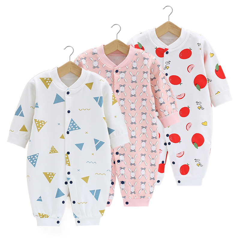 Spring and Autumn Baby Clothes Newborn Cotton Long-Sleeved Jumpsuit Male and Female Baby Romper Cartoon Printed Romper Underwear