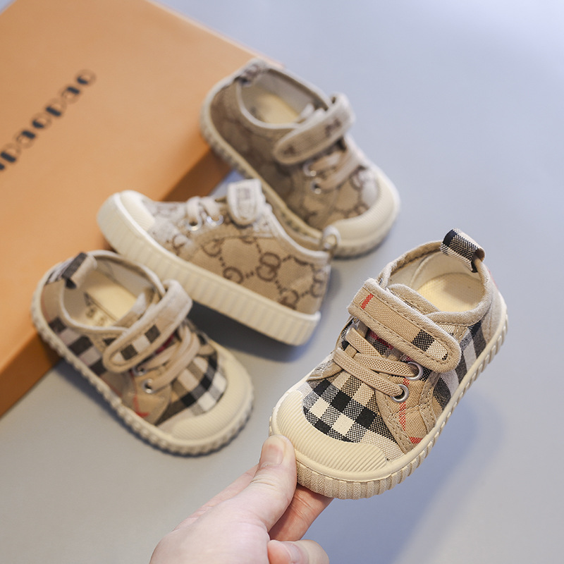 婴幼儿宝宝软底格子帆布鞋学步鞋男女童防滑帆布鞋小童时尚潮布鞋