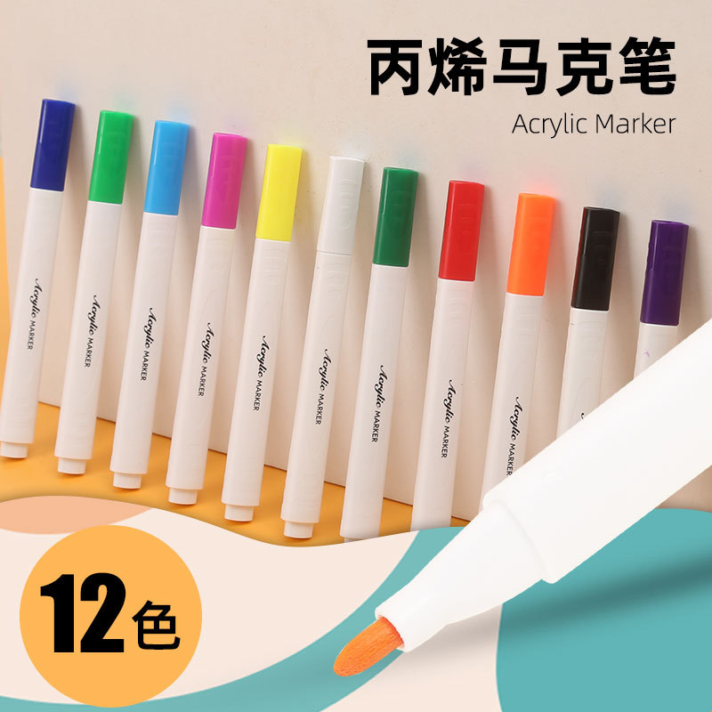 Top Tiger Acrylic Marker Pen 12/24/36/48 Color Pen Mark Art Painting Creative DIY Graffiti Painting Brush