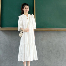 7316法式宽松初恋白色连衣裙新款高级感小个子气质减龄长裙子女夏