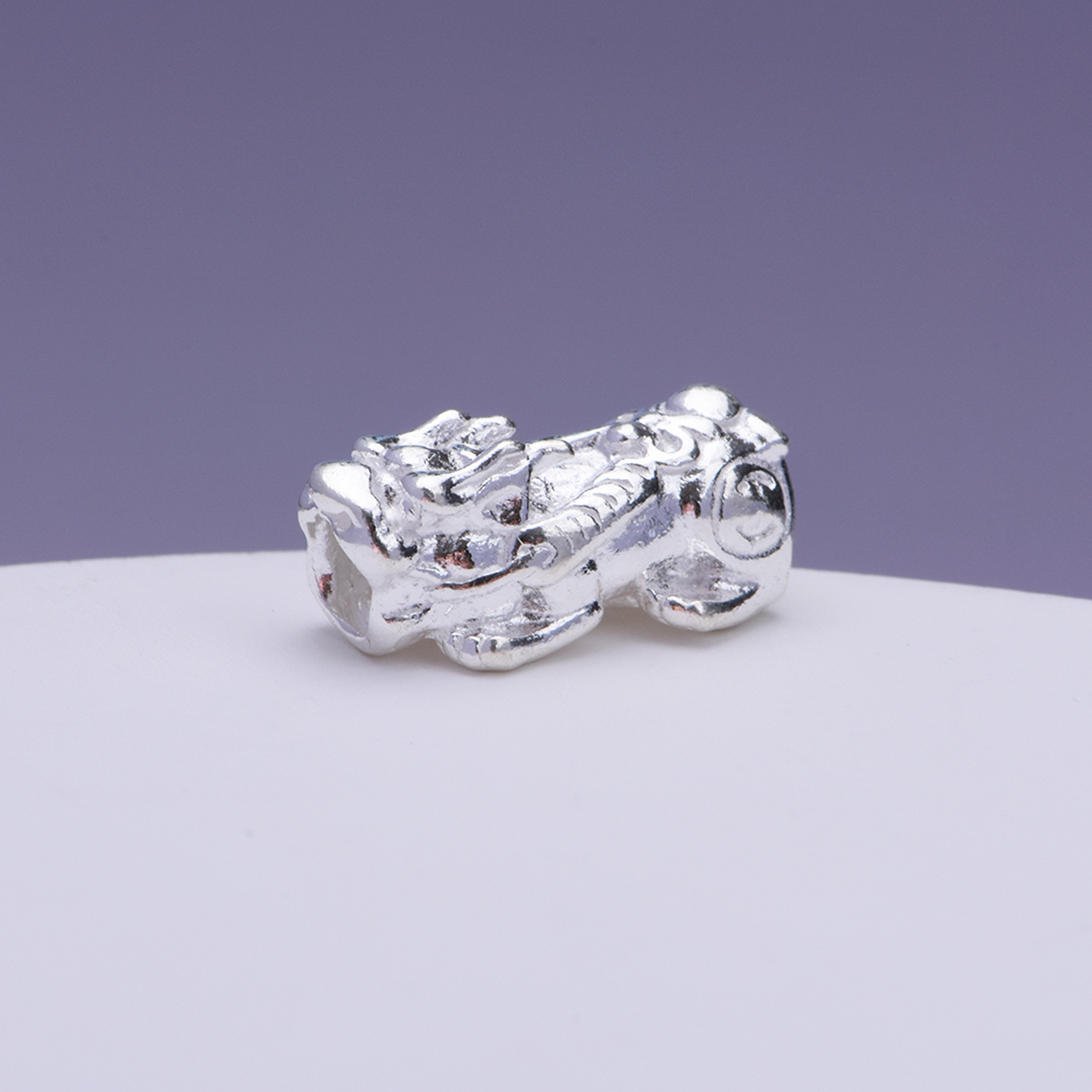 足银貔貅穿孔珠配件 手链项链串珠散珠子手工纯银diy饰品abd003y