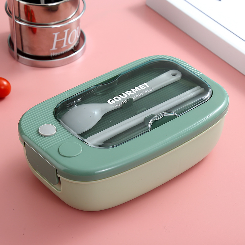 Divided Lunch Box Portable Student Lunch Box Lunch Box Microwaveable Work Single-Layer Sealed Lunch Box Japanese Simple