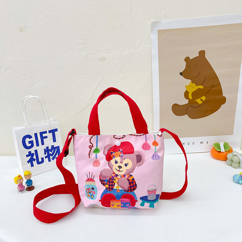 New Children's Canvas Bag Shoulder Cute Cartoon Children's Messenger Bag Korean Style Girl's Small Cloth Bag Little Girl's Bag