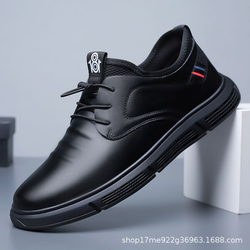 秋季男士休闲皮鞋时尚潮流pu鞋面透气运动皮鞋软底系带小皮鞋代发