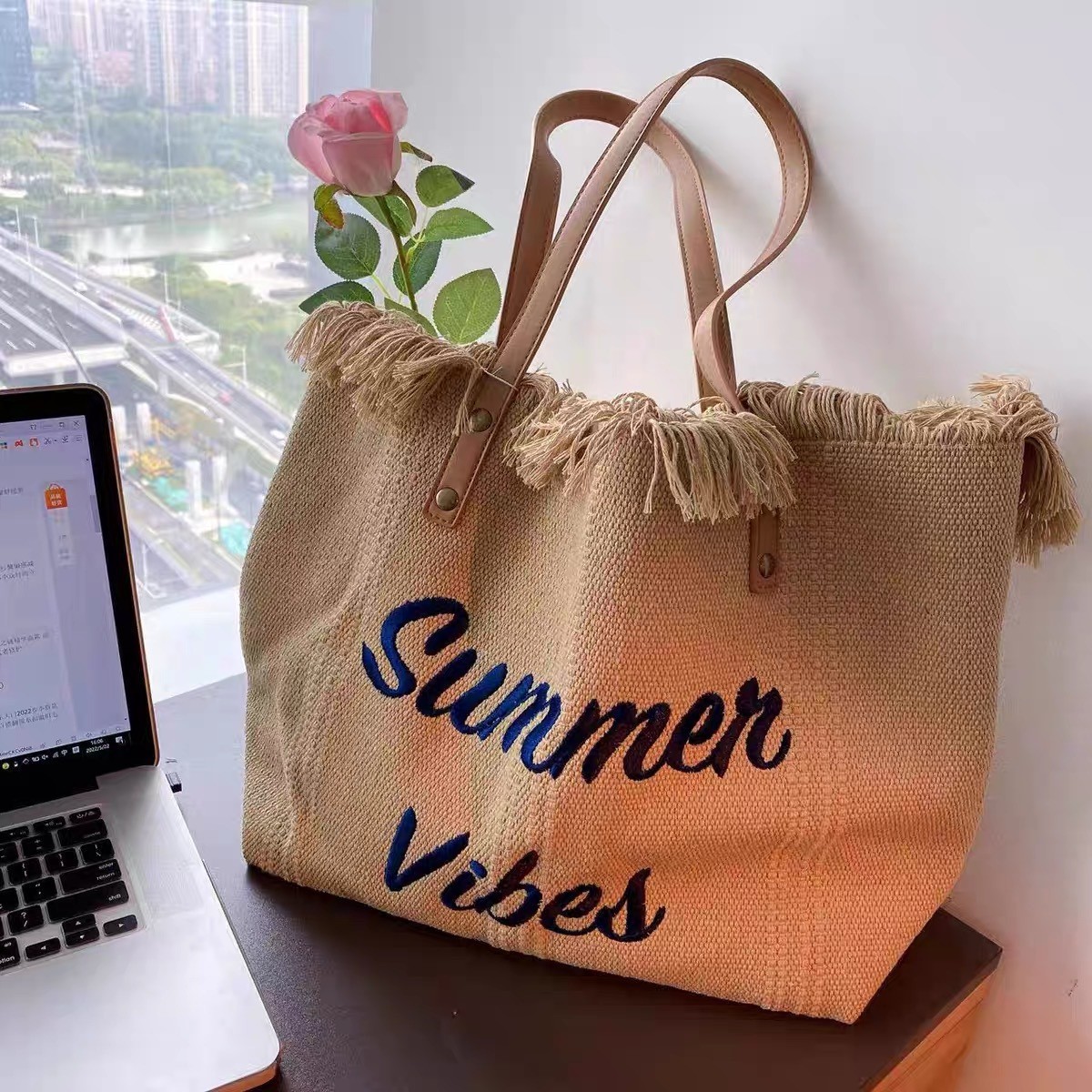 Beach Bag Large Capacity Canvas Tote Handbag Women's Bag New Shoulder Bag Source Factory Direct Wholesale