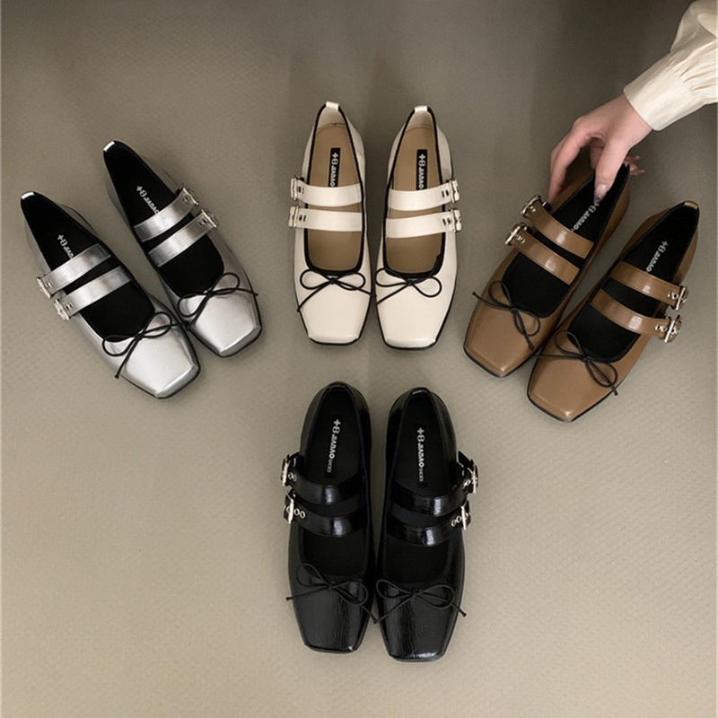 韩国小众时尚芭蕾舞鞋女2024新款做旧脏脏软底单鞋仙女风玛丽珍鞋