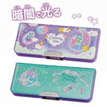 日本kutsuwa女孩小学生文具盒轻便防水公主铅笔盒双面开分层收纳