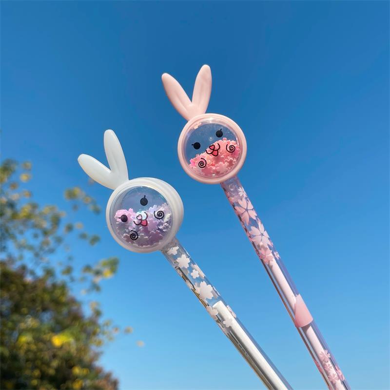 Japan and South Korea Stationery Creative Bunny Gel Pen Personality Cartoon Cyber Celebrity Writing Pen Student Stationery Pink Test Pen