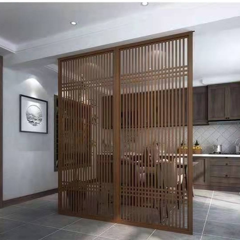 新中式仿古门窗移动屏风隔断实木花格客厅遮挡假墙古风门隔断