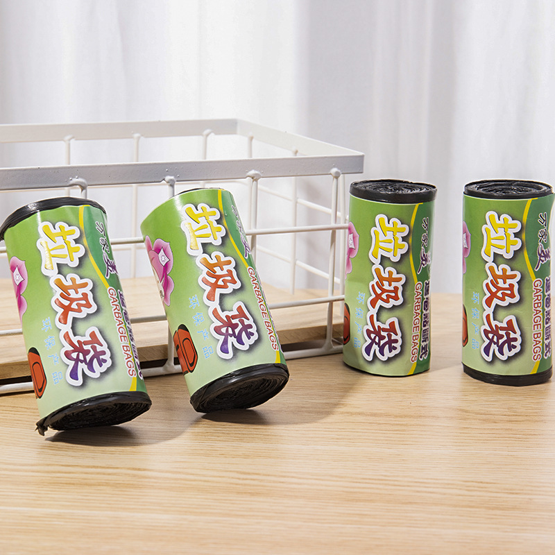 现货黑色家用平口式垃圾袋居家生活垃圾桶连卷式一次性塑料袋批发