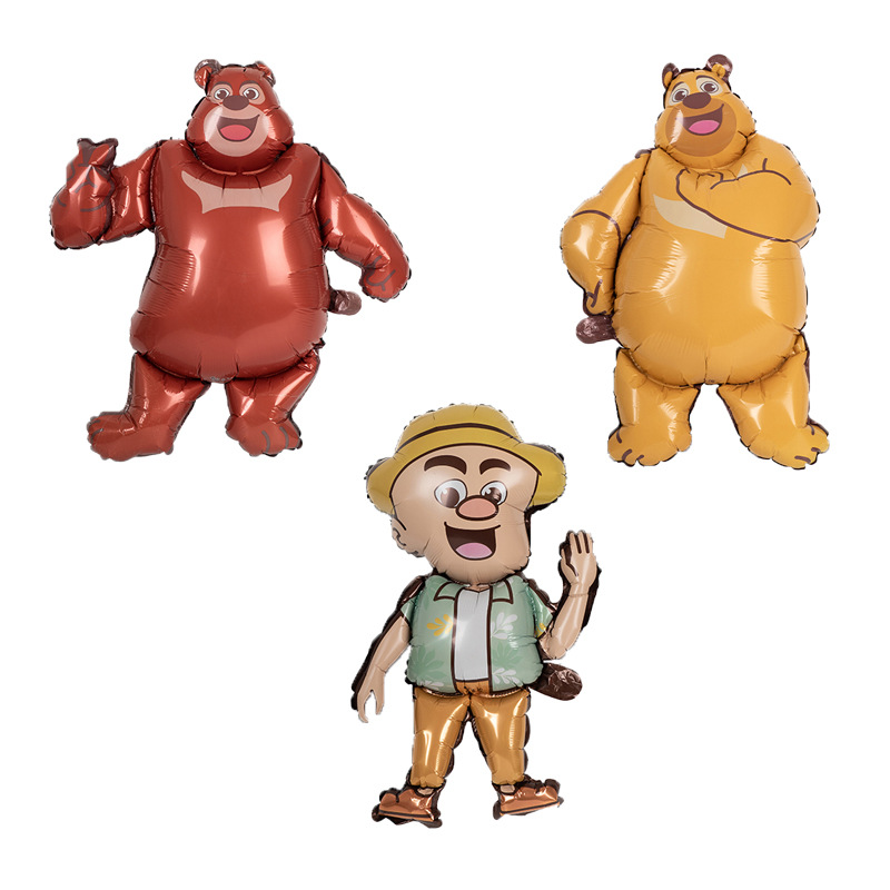 新款卡通动漫熊出没造型气球儿童节熊大熊二生日聚会装饰铝膜气球