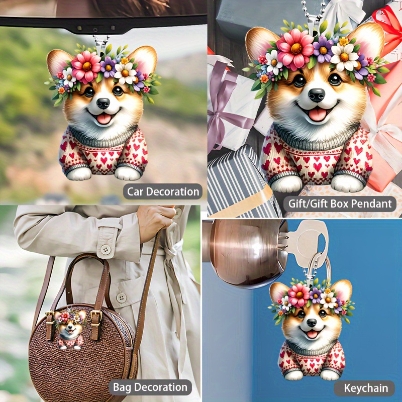 Cross-Border New Corgi Acrylic Pendant Cute Warm Interior Decoration Christmas Holiday Gift