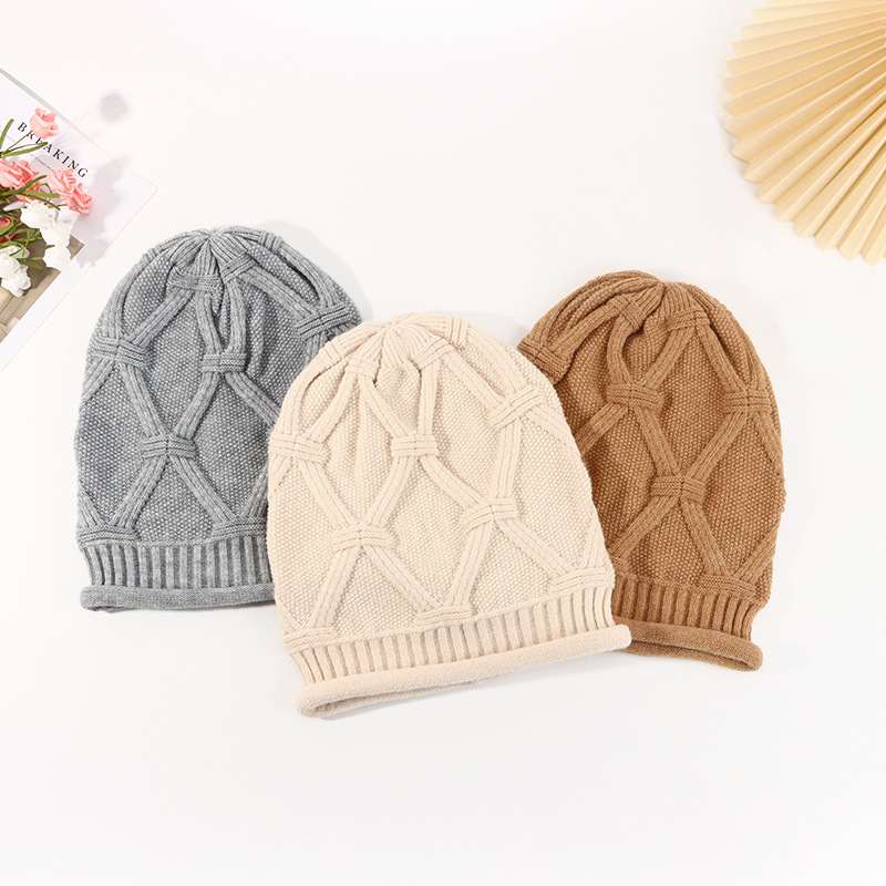 Foreign Trade New Warm Male and Female Stripes Wool Knitted European and American Hat Pullover Bucket Hat Hiphop Pile Heap Cap Female