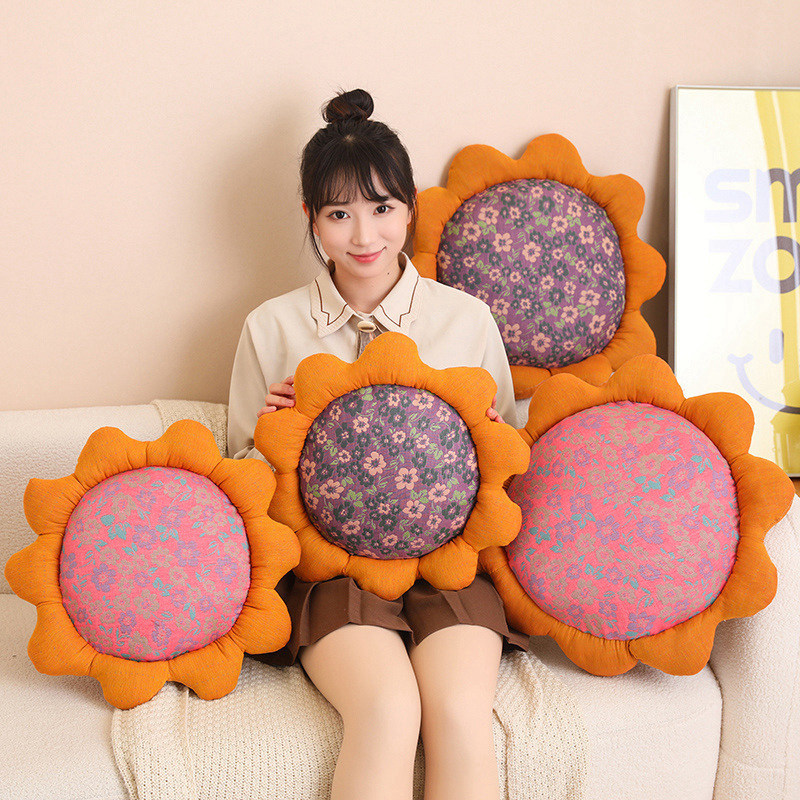 中式坐垫屁垫椅子垫座垫办公室久坐太阳花垫子沙发餐桌花朵靠垫