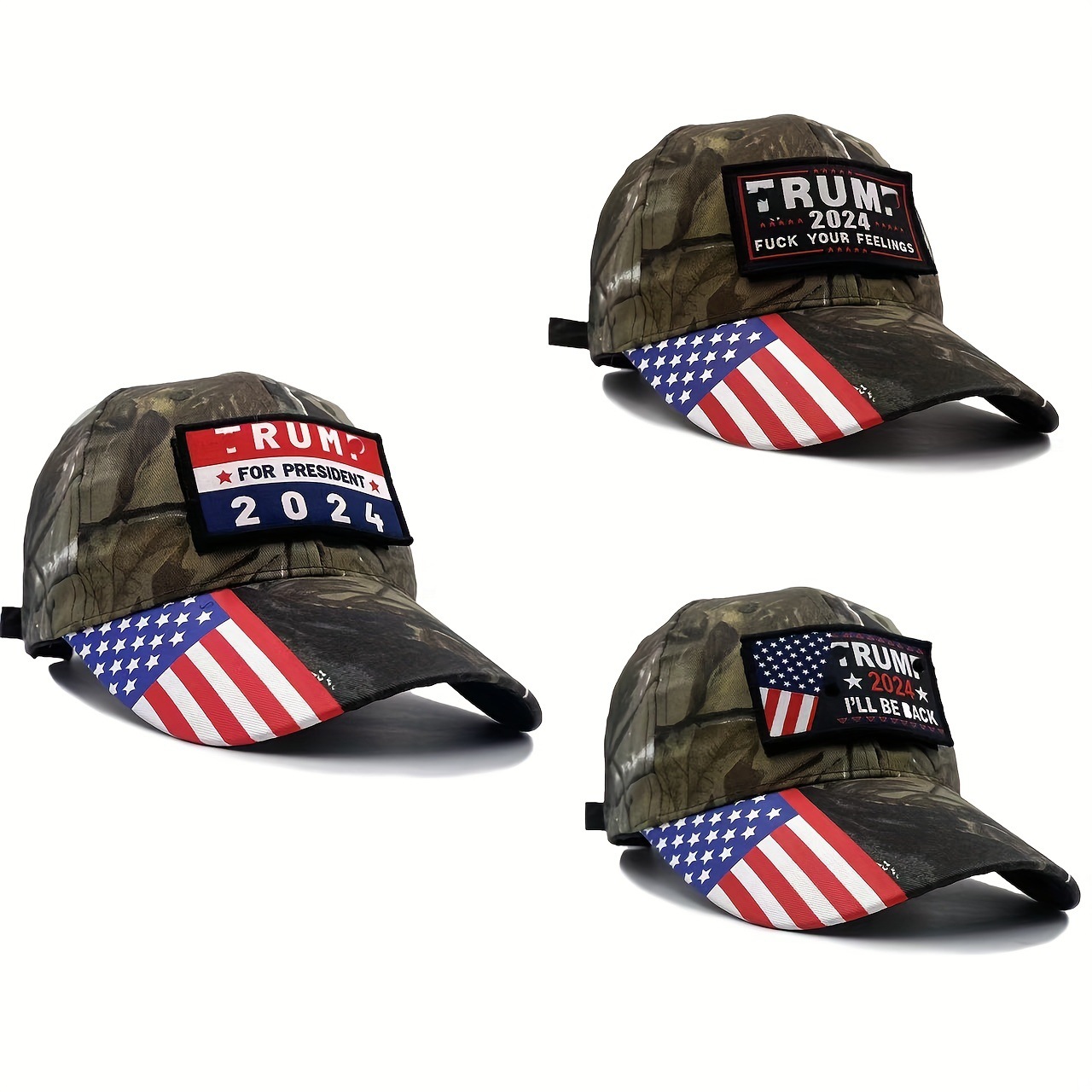 2024美国广告帽子魔术贴标志男女棒球帽棉质刺绣帽跨境帽子-阿里巴巴