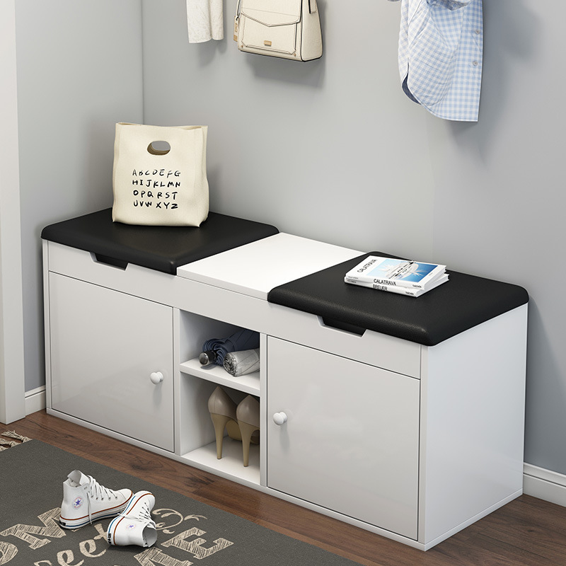 换鞋凳软包坐垫家用门口穿鞋进门可坐收纳储物凳子多功能长条鞋柜