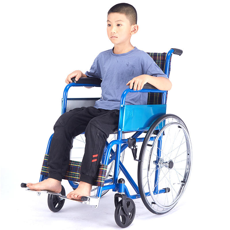 凯洋儿童轮椅轻便折叠坐宽35cm代步手推车22寸大轮便携手动轮椅