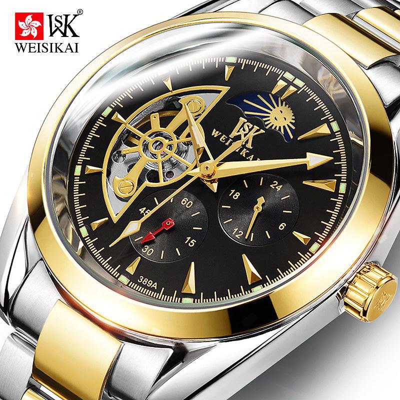 Swiss Genuine [Weikai] Men's Business Mechanical Watch Waterproof Star Tourbillon Automatic Mechanical