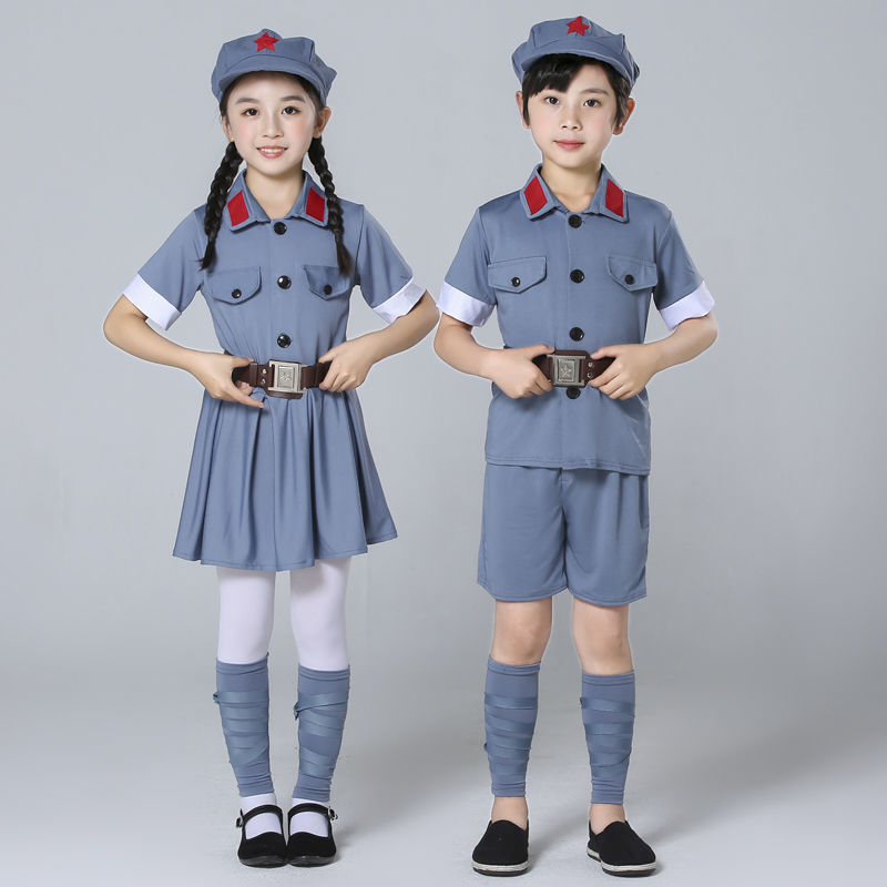 六一儿童演出服女童幼儿园小红军八路军合唱团红星闪闪表演服军装