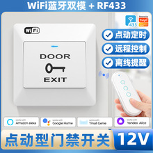 智能家居WiFi门禁开关涂鸦APP语音遥控按钮式自动复位开关面板