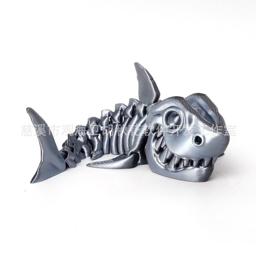 3d打印鲨鱼可活动桌面摆件自由摆造型可批发家具装饰摆摊热卖爆款