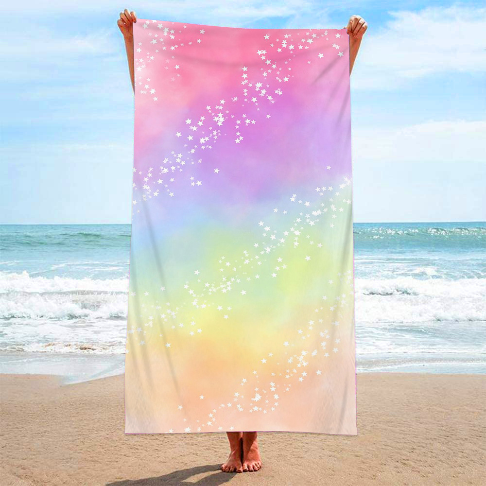 Fashion Rainbow Printing Microfiber Looped Fabric Beach Towel Bath Towel Seaside Blanket Shawl Wipes Wholesale