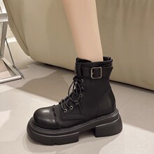 马丁靴女英伦风2024年新款鞋子春秋单靴厚底百搭短靴子内增高女鞋