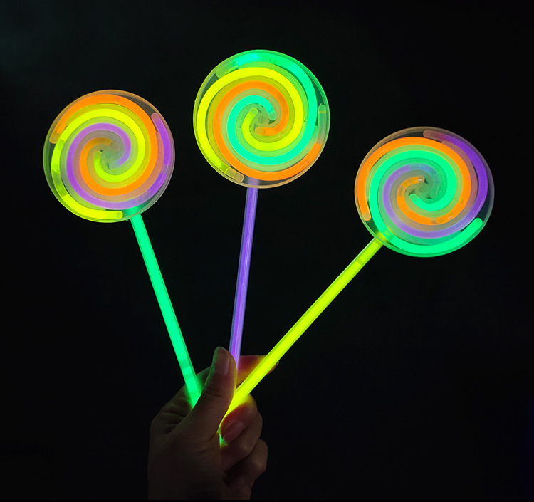 一次性荧光棒棒糖转风车夜光棒万圣节圣诞节晚会助兴发光助威道具