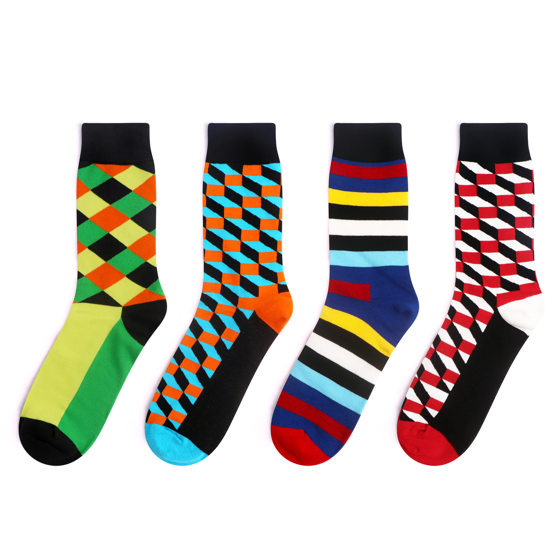 欧美男士中筒长袜男士happy socks男袜子棉袜中长袜子男款批发