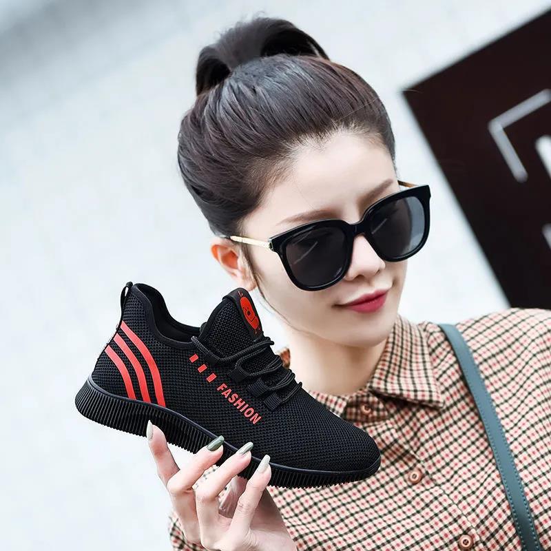 Foreign Trade Wholesale Spring and Summer Sneakers Women's Casual All-Match Stall Trend Flying Woven Shoes Mesh Shoes New Korean Style Women's Shoes