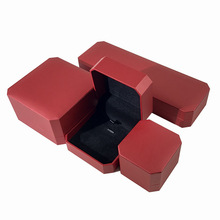新款八角红色充皮纸盒翻盖首饰盒 加高戒指盒珠宝饰品包装盒现货