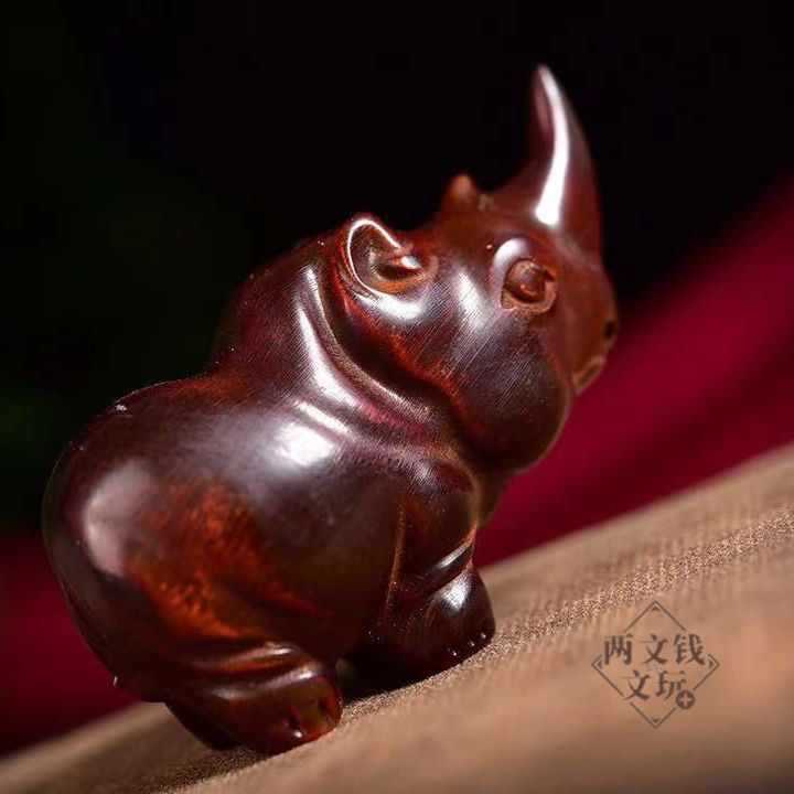珍贵老牛角雕刻件 天然 小牛手把件吊坠 工艺品古玩摆件 文玩