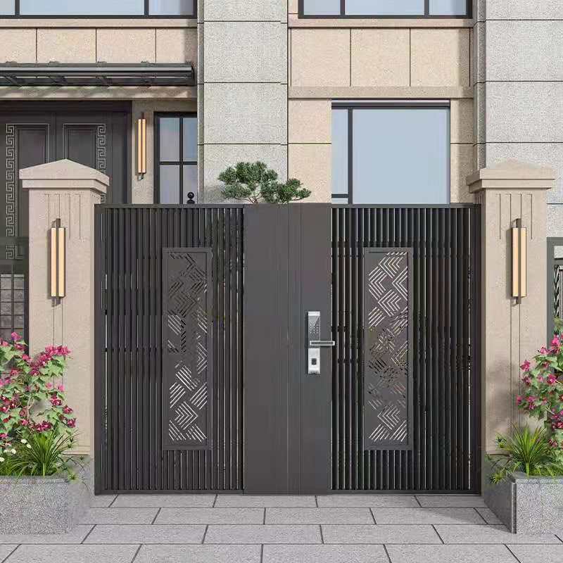 铝艺大门 别墅对开门铝合金大门围墙电动平移门庭院门 大门双开门