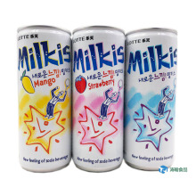 韩国进口乐天妙之吻乐天milkis牛奶味草莓味苏打碳酸饮料250ml*30