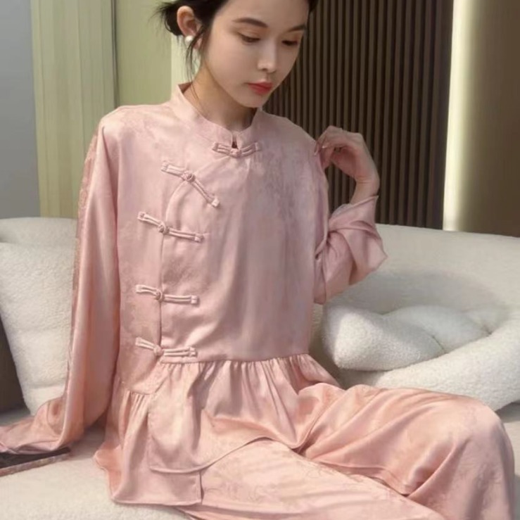 2024春秋夏季睡衣女冰雪丝高级感薄款仿真丝绸长袖长裤家居服套装