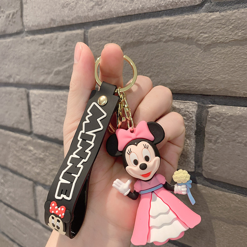 Cartoon Mickey Minnie Ornament Keychain Doll Electric Car Pendant Pendant Ornaments for Couple High Sense Girls' Bags