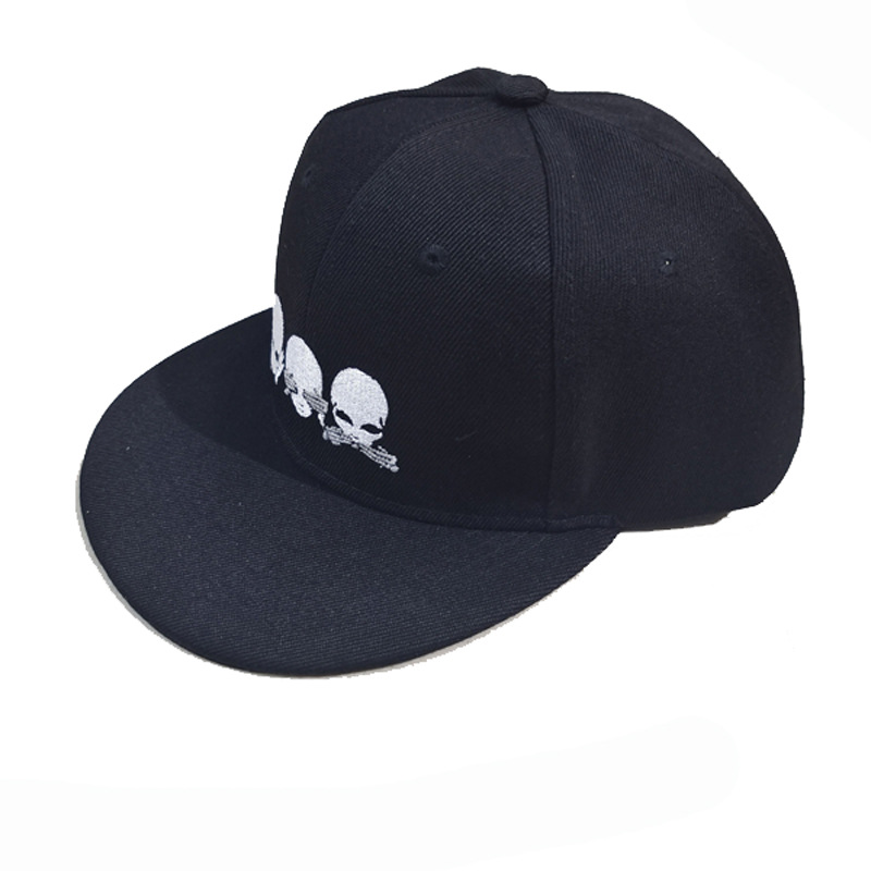 Cross-Border New Arrival Spring and Autumn Flat-Brimmed Cap Fashion Hip Hop Embroidery Hat Skeleton Alien Baseball Cap Sun-Poof Peaked Cap