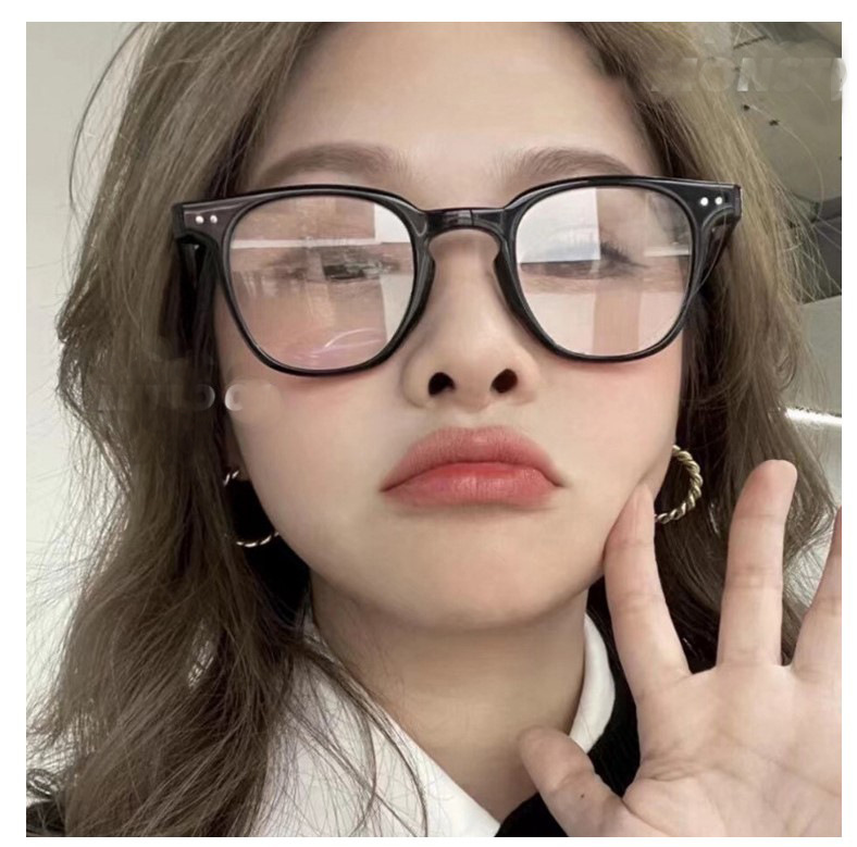 2021新款韩版tr90复古米钉平光镜女网红ins防蓝光眼镜近视眼镜架