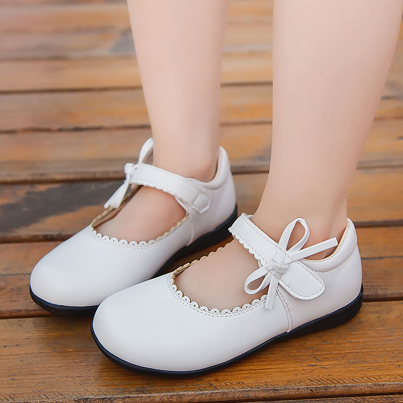 童鞋女童皮鞋黑色演出儿童公主鞋春秋季小女孩单鞋白色软底英伦风