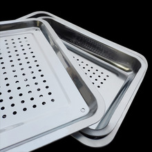 6ILY不锈钢滤水盘加厚蒸饭盘带孔长方形托盘厨房沥水盘子冲孔漏盘