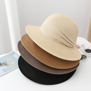 灵珑服饰文艺简约焦下太阳帽 女夏 遮阳帽可折叠日系透气草帽子