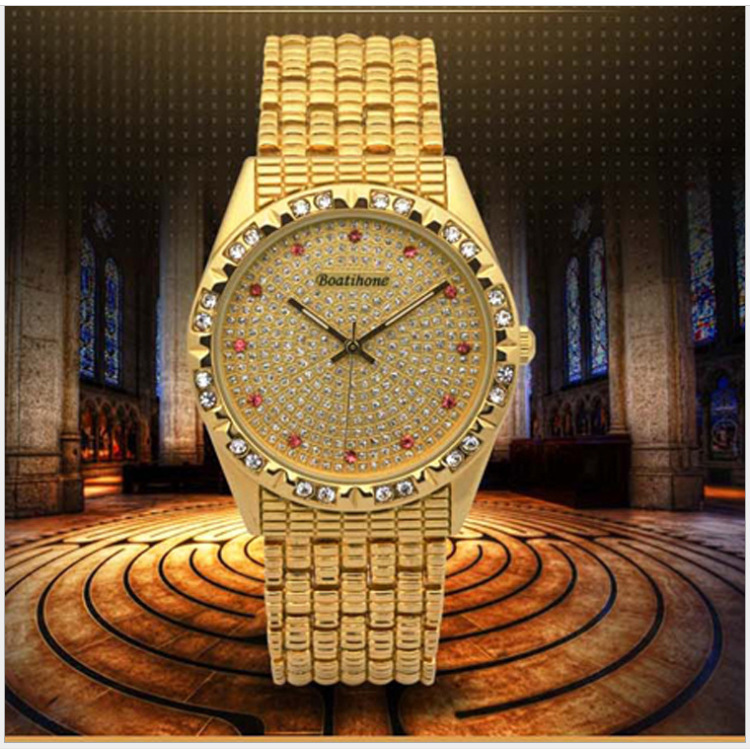宝航镶钻满天星腕表单折叠扣手表礼品表套装商务休闲石英表手表