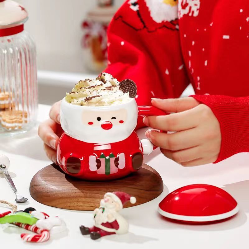 Cartoon Santa Claus Ceramic Cup Creative Cute Internet Celebrity Water Cup Breakfast Coffee Or Tea Cup Gift Mug Batch