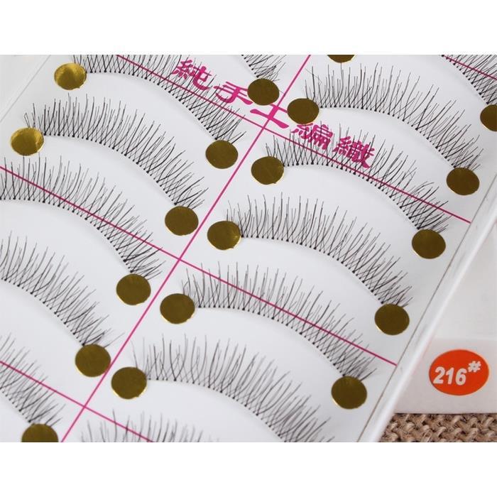 Handmade False Eyelashes Upper Eyelashes Natural Nude Makeup Short Japanese 216# Sheer Root 10 Pairs